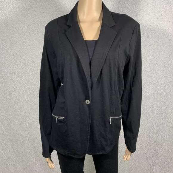 Chico's Women’s Large Black Fabulous Knit Blazer Cardigan Jacket - Picture 1 of 7